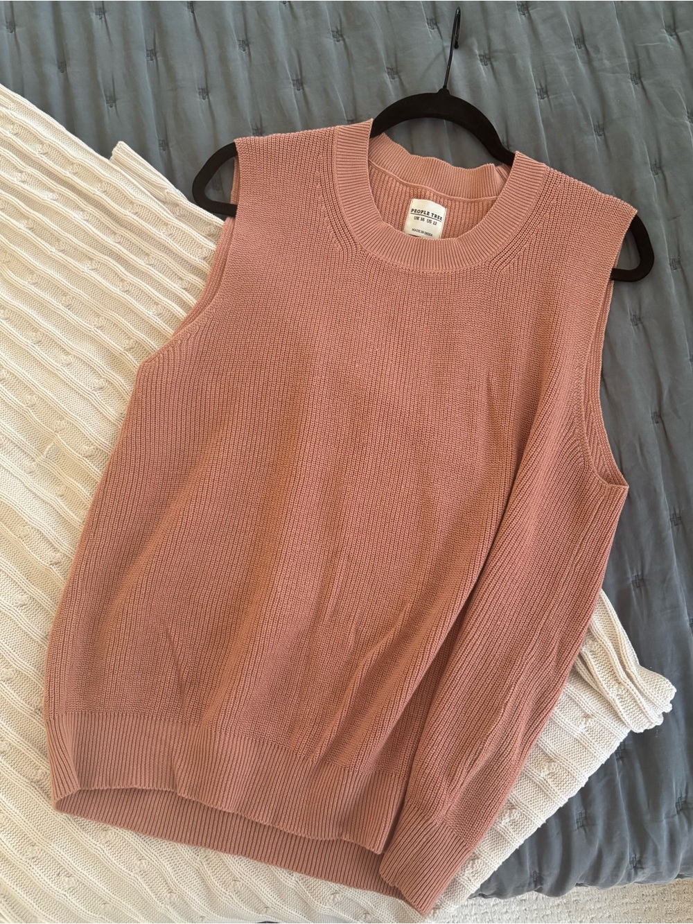 People Tree Sleeveless Cotton Sweater - Dusty Rose